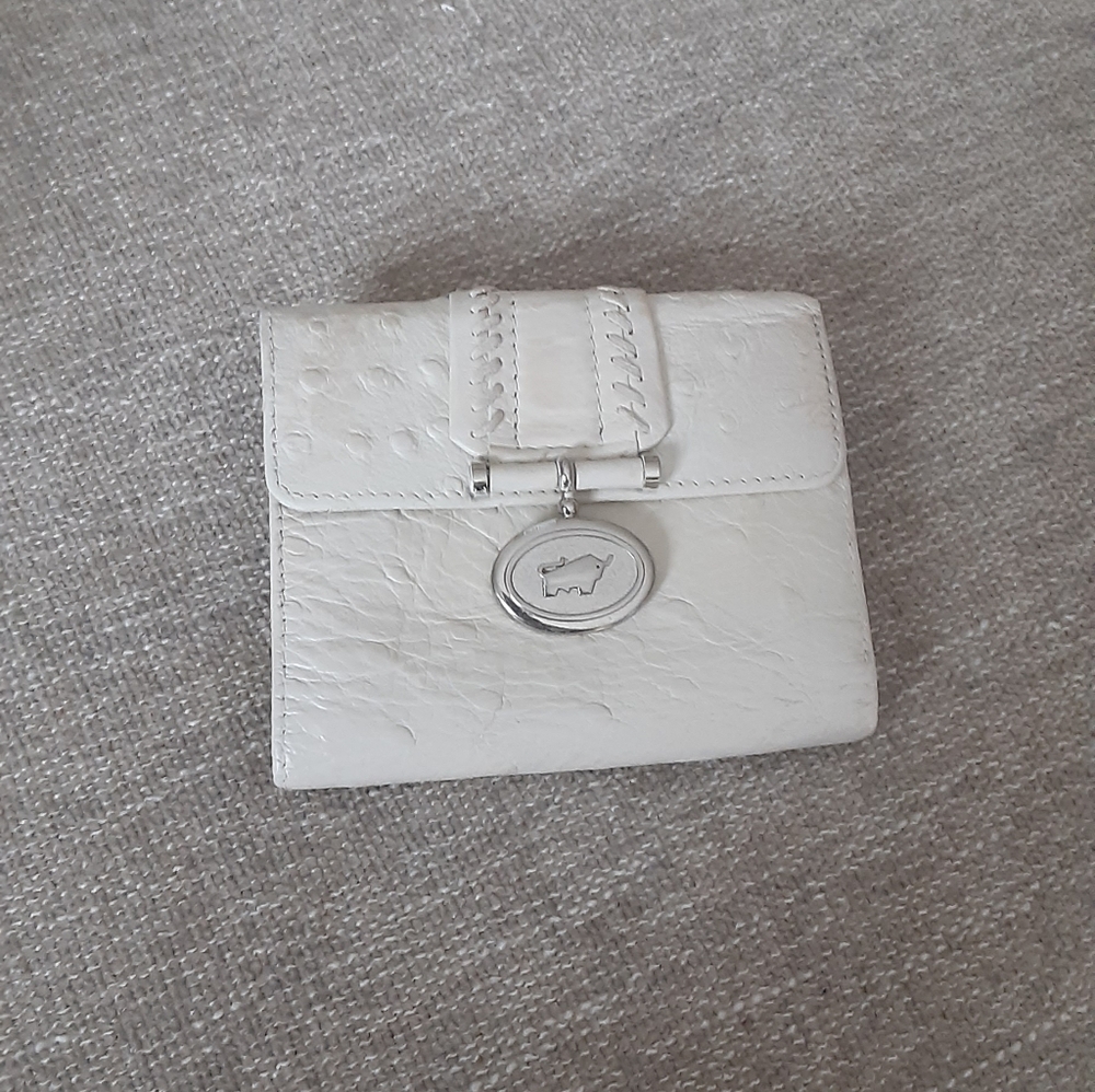 Braun Buffel Germany White Ostrich Leather Wallet